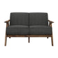 Indy 51 Inch Loveseat Brown Rubberwood Angled Frame Textured Gray Fabric By Casagear Home BM313160