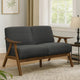 Indy 51 Inch Loveseat Brown Rubberwood Angled Frame Textured Gray Fabric By Casagear Home BM313160