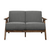 Indy 51 Inch Loveseat Brown Wood Angled Frame Textured Light Gray Fabric By Casagear Home