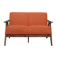 Indy 51 Inch Loveseat Brown Wood Angled Frame Textured Orange Fabric By Casagear Home BM313162