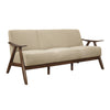 Indy 73 Inch Sofa Brown Rubberwood Angled Frame Textured Beige Fabric By Casagear Home BM313163