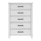 Gemi 53 Inch Tall Dresser Chest 5 Drawer with Black Handles White Wood By Casagear Home BM313169