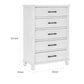 Gemi 53 Inch Tall Dresser Chest 5 Drawer with Black Handles White Wood By Casagear Home BM313169