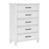 Gemi 53 Inch Tall Dresser Chest 5 Drawer with Black Handles White Wood By Casagear Home BM313169