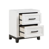 Thiem 28 Inch Nightstand with 2 Drawers Black Handles White Wood Finish By Casagear Home BM313170