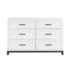 Thiem 61 Inch Wide Dresser 6 Drawers with Black Handles White Wood Finish By Casagear Home BM313171