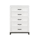 Thiem 51 Inch Tall Dresser Chest with 5 Drawers Black Handles White Wood By Casagear Home BM313172
