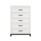 Thiem 51 Inch Tall Dresser Chest with 5 Drawers Black Handles White Wood By Casagear Home BM313172