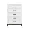 Thiem 51 Inch Tall Dresser Chest with 5 Drawers Black Handles White Wood By Casagear Home BM313172