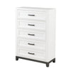 Thiem 51 Inch Tall Dresser Chest with 5 Drawers Black Handles White Wood By Casagear Home BM313172