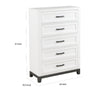 Thiem 51 Inch Tall Dresser Chest with 5 Drawers Black Handles White Wood By Casagear Home BM313172