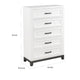Thiem 51 Inch Tall Dresser Chest with 5 Drawers Black Handles White Wood By Casagear Home BM313172