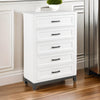 Thiem 51 Inch Tall Dresser Chest with 5 Drawers, Black Handles, White Wood By Casagear Home