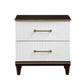 Shim 29 Inch Nightstand with 2 Drawers Gold White and Cherry Brown Wood By Casagear Home BM313173