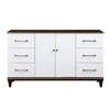 Shim 66 Inch Wide Dresser 6 Drawers and Double Door White Cherry Brown By Casagear Home BM313174