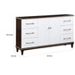 Shim 66 Inch Wide Dresser 6 Drawers and Double Door White Cherry Brown By Casagear Home BM313174