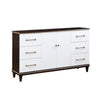 Shim 66 Inch Wide Dresser, 6 Drawers and Double Door, White, Cherry Brown By Casagear Home