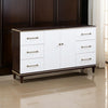 Shim 66 Inch Wide Dresser, 6 Drawers and Double Door, White, Cherry Brown By Casagear Home