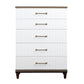 Shim 54 Inch Tall Dresser Chest with 5 Drawers White Cherry Brown Wood By Casagear Home BM313175