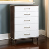 Shim 54 Inch Tall Dresser Chest with 5 Drawers White Cherry Brown Wood By Casagear Home BM313175