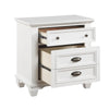 Lyni 30 Inch Nightstand with 3 Drawers Farmhouse White Acacia Wood By Casagear Home BM313176