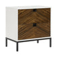 Jem 30 Inch Nightstand 2 Drawers Pocket Handles Brown and White Wood By Casagear Home BM313179