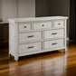 Myna 67 Inch Wide Dresser 7 Drawers Rustic Farmhouse White Oak Veneer By Casagear Home BM313187