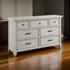 Myna 67 Inch Wide Dresser 7 Drawers Rustic Farmhouse White Oak Veneer By Casagear Home BM313187