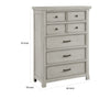 Myna 57 Inch Tall Dresser Chest with 7 Drawers Rustic White Oak Veneer By Casagear Home BM313188