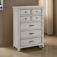 Myna 57 Inch Tall Dresser Chest with 7 Drawers, Rustic White Oak Veneer By Casagear Home