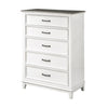 Woki 55 Inch Tall Dresser Chest 5 Drawers White and Brown Solid Wood By Casagear Home BM313191