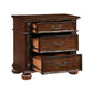 Nami 32 Inch Nightstand 3 Drawers Leaf Carvings Cherry Brown Solid Wood By Casagear Home BM313192