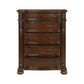 Nami 50 Inch Tall Dresser Chest 5 Drawers Carved Cherry Brown Solid Wood By Casagear Home BM313193