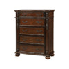 Nami 50 Inch Tall Dresser Chest 5 Drawers Carved Cherry Brown Solid Wood By Casagear Home BM313193