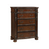 Nami 50 Inch Tall Dresser Chest, 5 Drawers, Carved Cherry Brown Solid Wood By Casagear Home