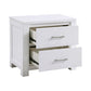 Roni 26 Inch Nightstand 2 Drawers Embossed Design White Solid Wood By Casagear Home BM313194