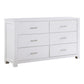 Roni 66 Inch Wide Dresser, 6 Drawers, Embossed Design, White Solid Wood By Casagear Home