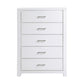 Roni 52 Inch Tall Dresser Chest 5 Drawers Embossed White Solid Wood By Casagear Home BM313196