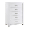 Roni 52 Inch Tall Dresser Chest, 5 Drawers, Embossed, White Solid Wood By Casagear Home