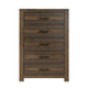 Aco 59 Inch Tall Dresser Chest 5 Drawers with Black Handles Antique Brown By Casagear Home BM313202
