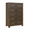 Aco 59 Inch Tall Dresser Chest 5 Drawers with Black Handles Antique Brown By Casagear Home BM313202