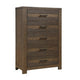 Aco 59 Inch Tall Dresser Chest 5 Drawers with Black Handles Antique Brown By Casagear Home BM313202