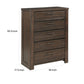 Niti 51 Inch Tall Dresser Chest 5 Drawers Antique Brown Solid Wood By Casagear Home BM313205