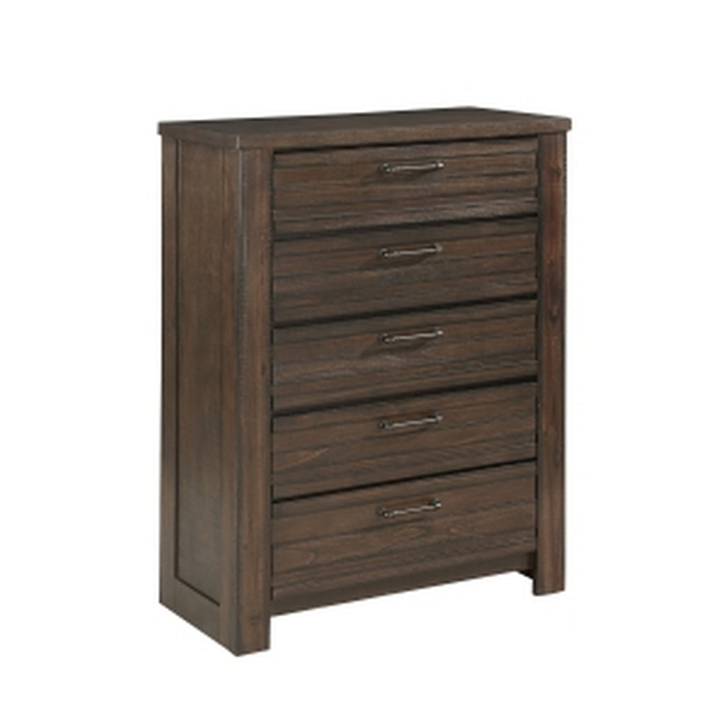 Niti 51 Inch Tall Dresser Chest 5 Drawers Antique Brown Solid Wood By Casagear Home BM313205