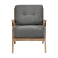 Edra 33 Inch Accent Armchair Rubberwood Frame Gray Polyester Cushions By Casagear Home BM313208