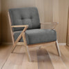Edra 33 Inch Accent Armchair, Rubberwood Frame, Gray Polyester Cushions By Casagear Home