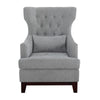 Kuri 34 Inch Accent Armchair 1 Lumbar Pillow Gray Wingback Button Tufted BM313212
