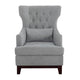 Kuri 34 Inch Accent Armchair 1 Lumbar Pillow Gray Wingback Button Tufted BM313212