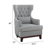 Kuri 34 Inch Accent Armchair 1 Lumbar Pillow Gray Wingback Button Tufted By Casagear Home BM313211