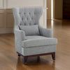 Kuri 34 Inch Accent Armchair, 1 Lumbar Pillow, Gray Wingback Button Tufted